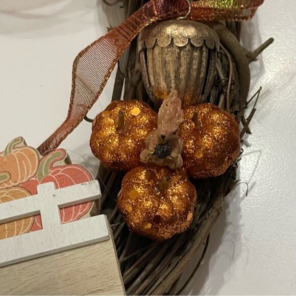 Handmade Wreath Pumpkin Harvest Welcome - Picture 8 of 14